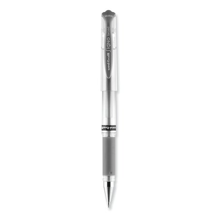 Sanford uni-ball Stick Gel Pen, Medium 1mm, Silver Metallic Ink, Silver Barrel 60658